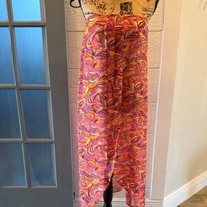 Vibrant Pink and Orange Swim Coverup dress or skirt Size O/S